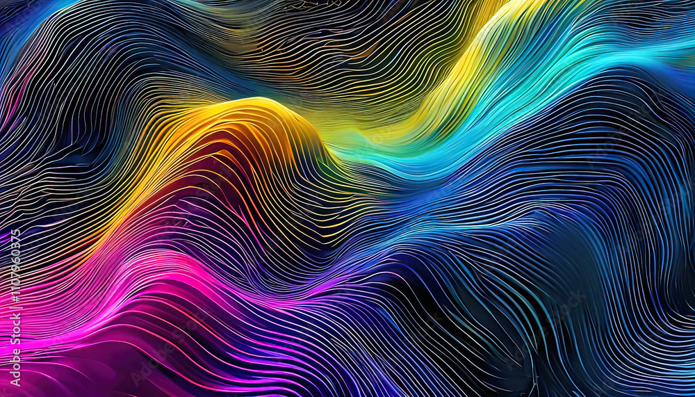 Fototapeta premium psychedelic lines surrealism, abstract gradient background with lines