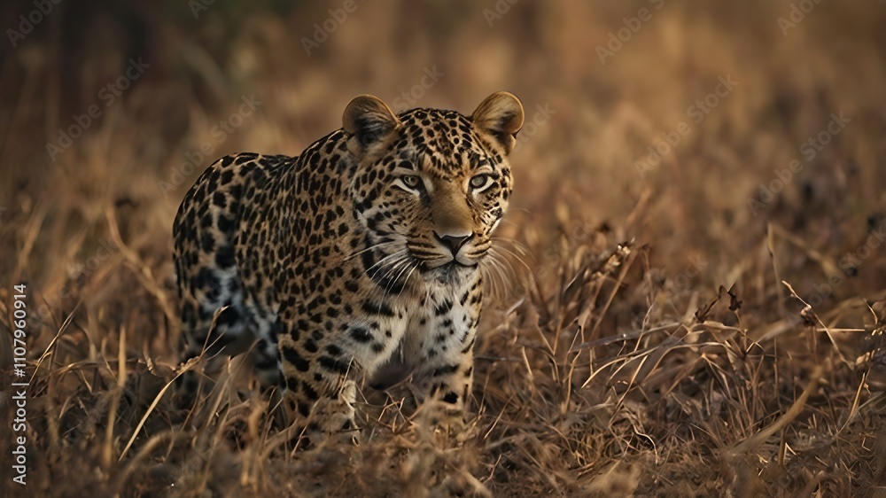 Naklejka premium leopard in the grass