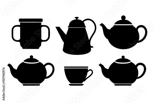 Teapot and Teacup | isolated silhouette vector illustration on white background