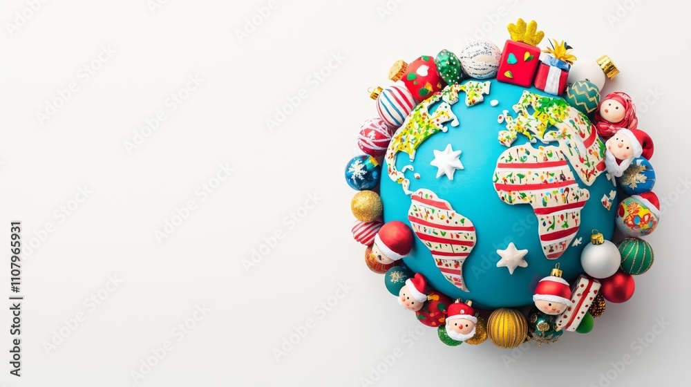 Fototapeta premium Festive globe decorated for holiday celebrations.