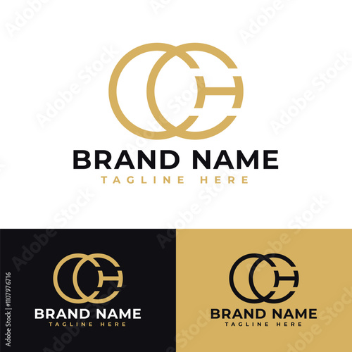modern circle letter H or OCH or OOH or CCH logo symbol icon flat stock vector design