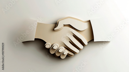 Handshake in paper cut style symbolizing partnership