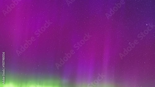 Aurora, green purple and red dancing northern lights in Norway