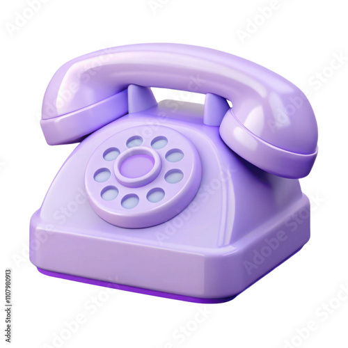 3d Plastic telephone in pastel purple color set against a white background for clear visibility