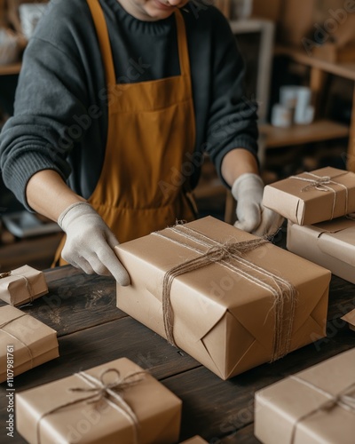 Person Packing Gifts: Craft Workshop