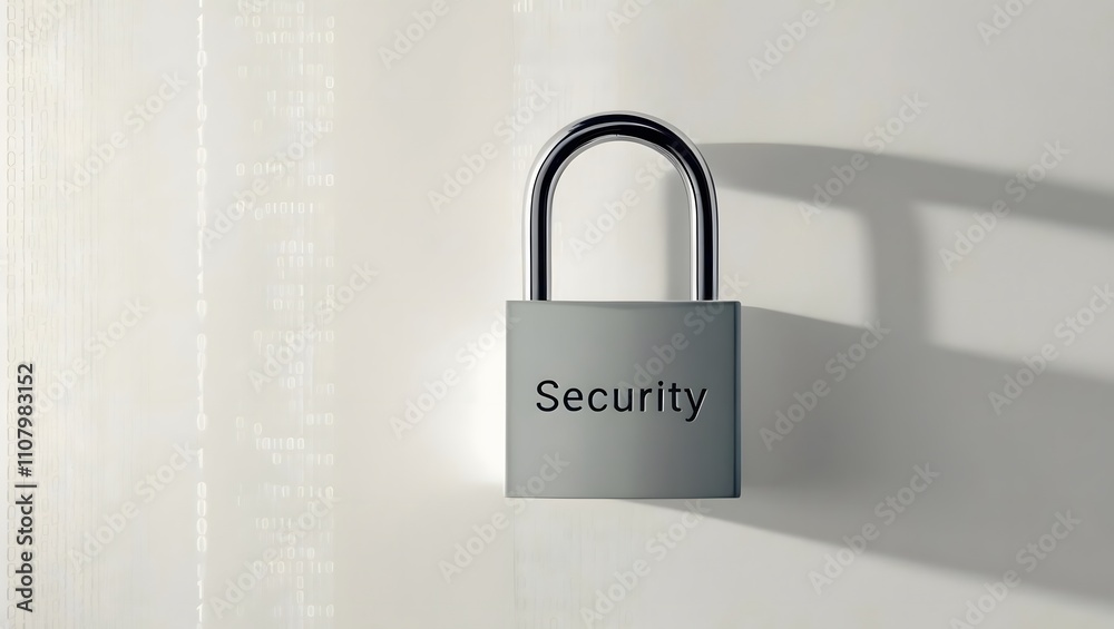 Fototapeta premium Digital Security: A Closed Padlock, Binary Code Background. Secure your data!