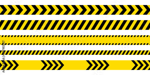 Yellow Warning Caution Barrier Tape Set Vector Illustration