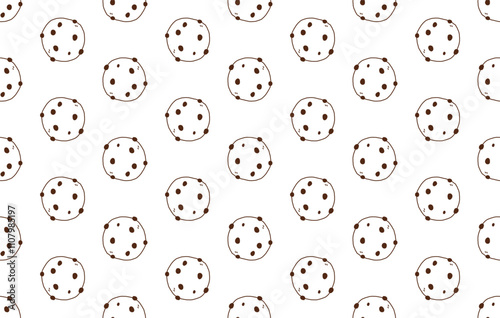 Cookies seamless pattern. Hand Drawn Cute chocolate cookie isolated on a white background. Vector illustration