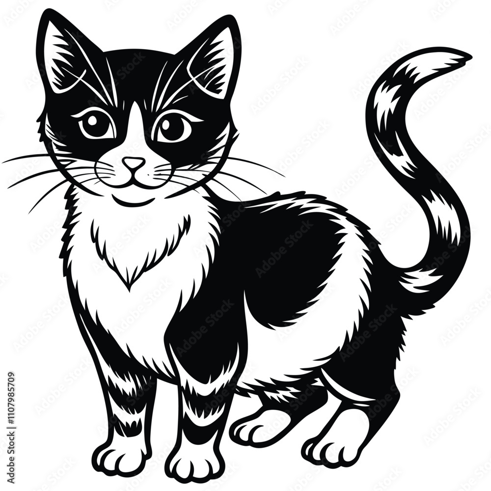 Obraz premium cat coloring page, silhouette, vector illustration 