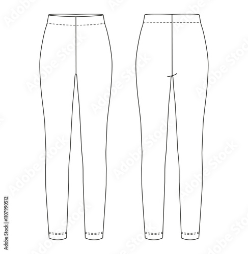 Front and back views of formal trousers with a clean, tailored fit, perfect for professional or dressy occasions.