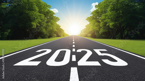 ush Green Pathway to the Future: 2025 Road Scene