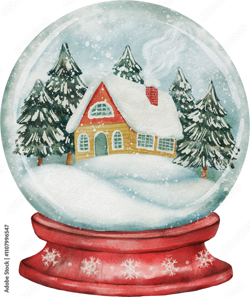 custom made wallpaper toronto digitalWatercolor illustration of a colorful Christmas snow globe with a cozy house on a white background. Perfect for holiday cards, gift wrap, posters, decor, art prints, and festive crafts