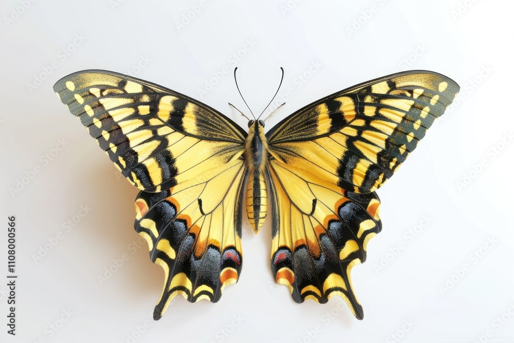 Fototapeta premium Butterfly themed comment frame on white background.
