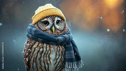 Owl Wrapped in Winter Snow