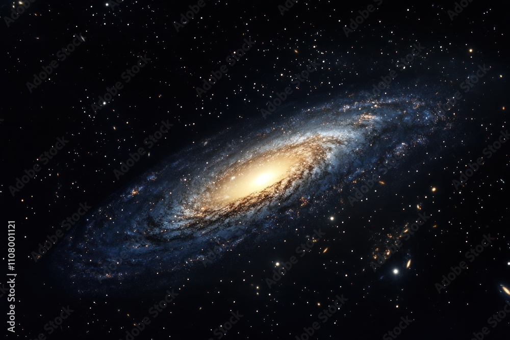 Naklejka premium Spiral Galaxy in Deep Space Amidst Distant Stars