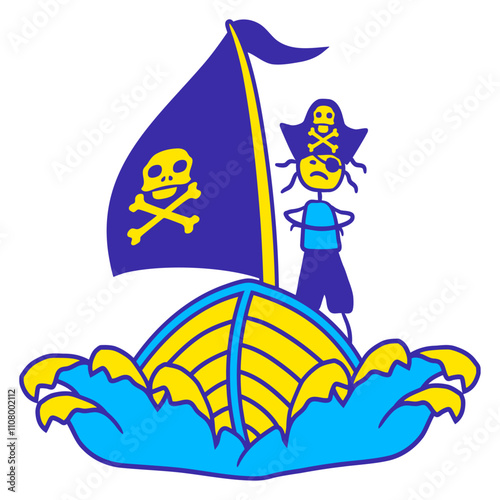Pirate Ship Child Captain Bad Buccaneer Boy Waves
