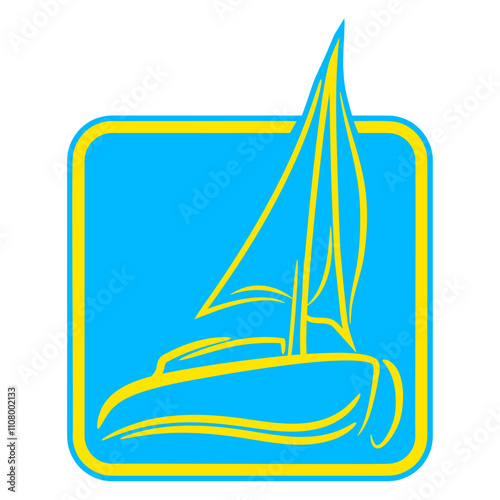 Sailing Logo Symbol Square Sailboat Ship Captain