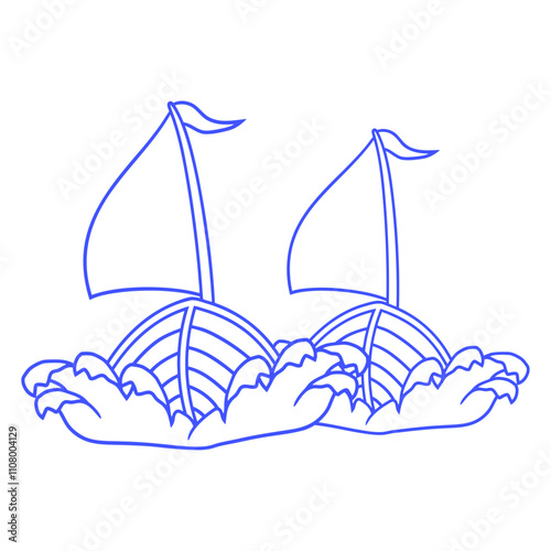 2 Sailing Ships Comic Cartoon Style Team Competition