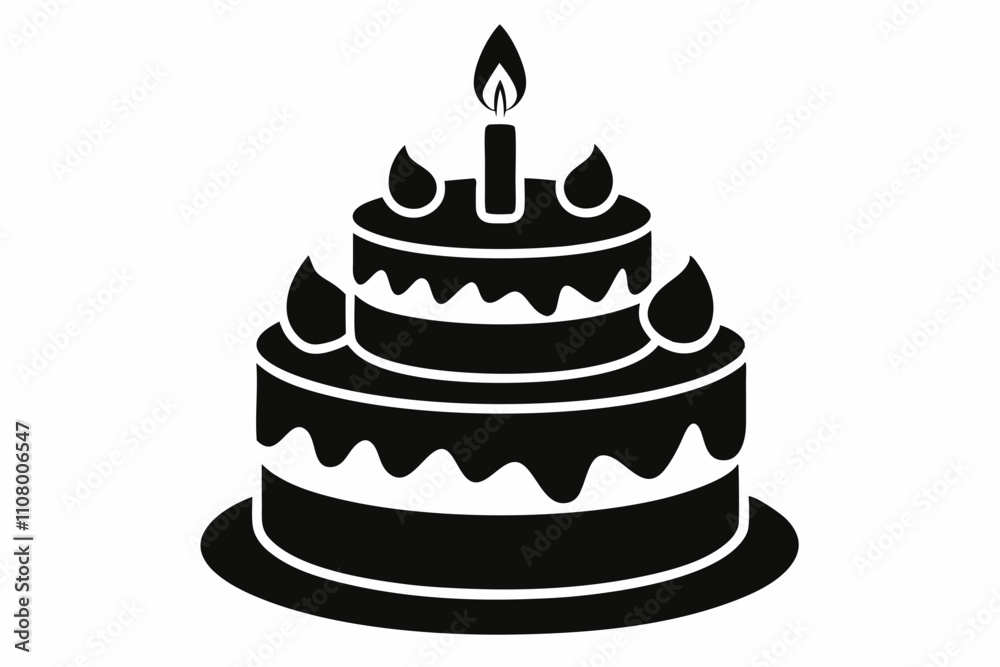 birthday cake line art silhouette vector illustration birthday cake line art silhouette vector illustration