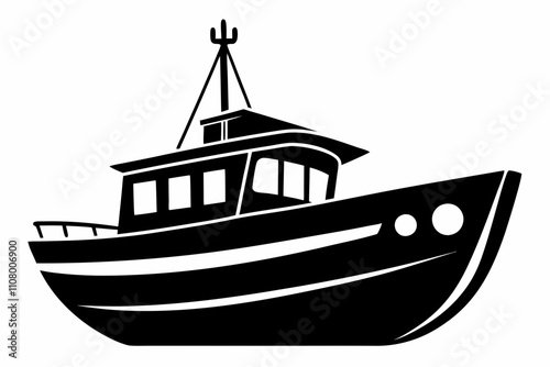 boat line art silhouette vector illustration