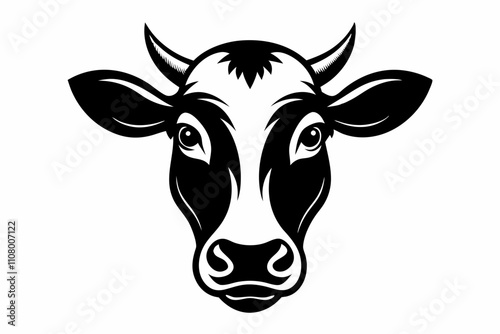 cow head line art silhouette vector illustration