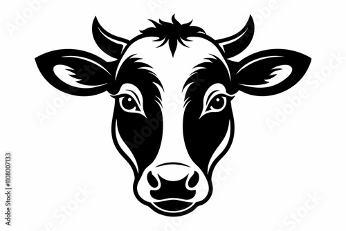 cow head line art silhouette vector illustration