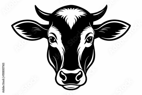 cow head line art silhouette vector illustration