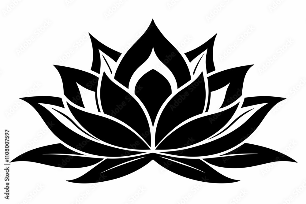 Fototapeta premium lotus flower line art silhouette vector illustration