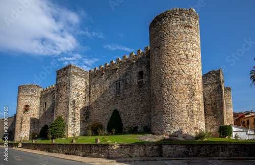 View of the castle of Constable Davalos de Arenas de San Pedro, Avila, Castilla y Leon, Spain with daylight photo