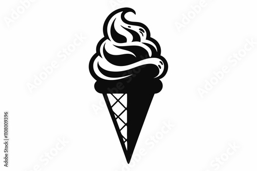 ice cream line art silhouette vector illustration