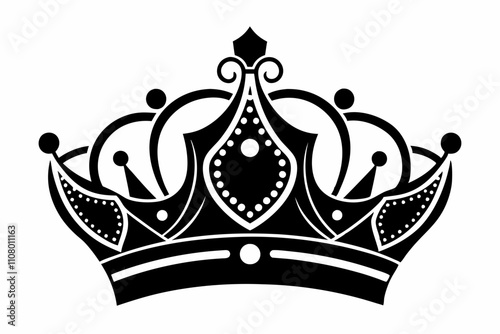 queen crown line art silhouette vector illustration