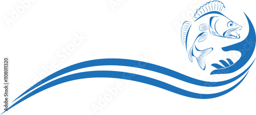 Zander und Hand, Zander, Fisch, Logo, Angeln, Sport, Hintergrund