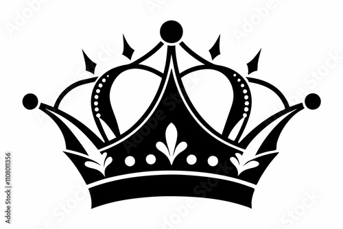 queen crown line art silhouette vector illustration