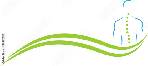 Person in Bewegung, Orthopädie, Wirbelsäule, Chiropraktiker, Logo, Hintergrund