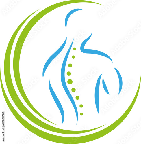 Person und Kreise, Orthopädie, Wirbelsäule, Chiropraktiker, Logo, Icon	