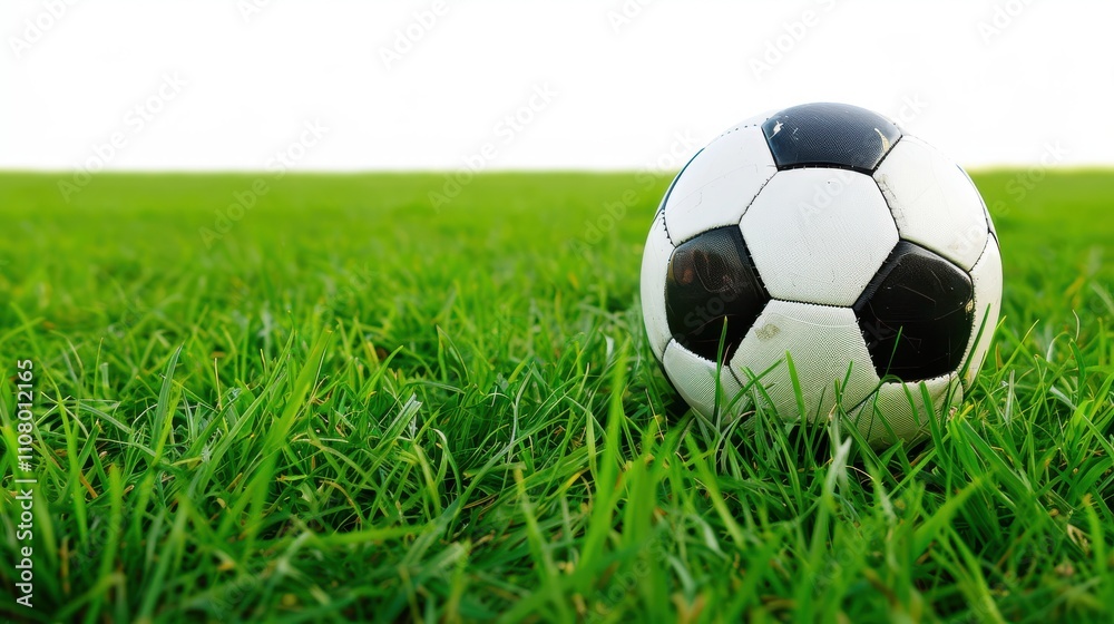Naklejka premium Exciting youth soccer league game in progress green field action shot