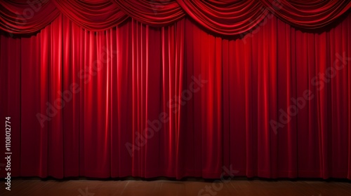 stage with red closed nobel curtain with spotlight on