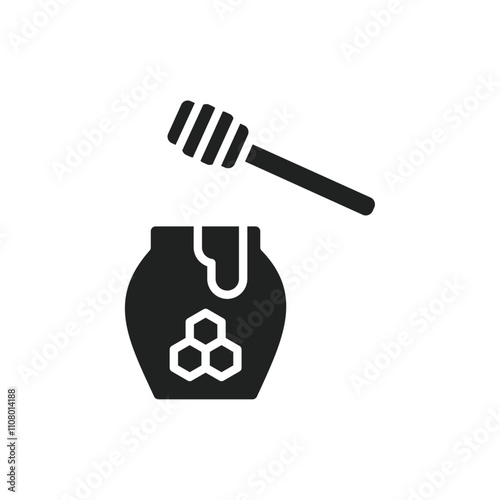 Honey jar with dipper icon web design in vector
