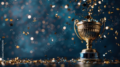 Festive football trophy event celebrating achievement through sports photography photo