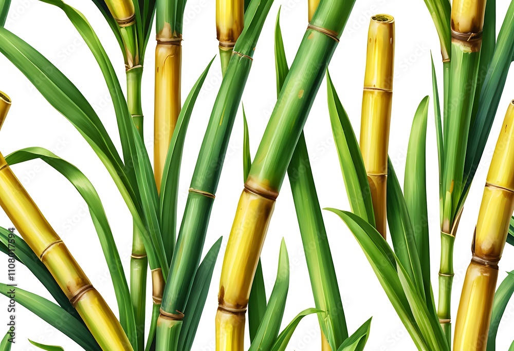 Fototapeta premium SPA watercolor seamless pattern. Illustrations bamboo branch with leaves. Nature background.
