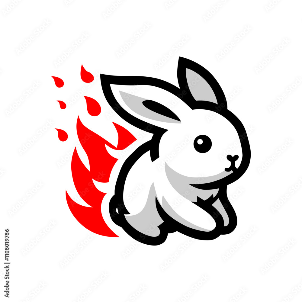 Fototapeta premium a cartoon rabbit with a red spot on its back.