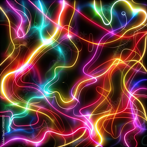 Curved, glowing saber lines creating a harmonious abstract flow