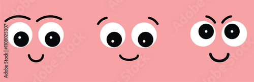 Set of Unique Cartoon Face Expressions with Different Emotions,  Vector Illustration of Funny and Sad, Googly Eyes, and Various Mouths, Perfect for Emojis, Stickers, etc