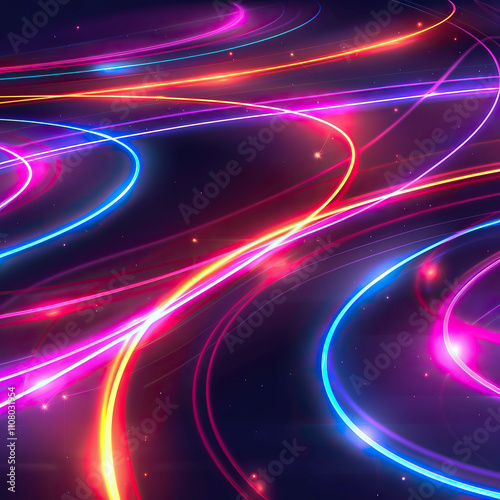 Glowing saber arcs and lines converging into an abstract, energetic form