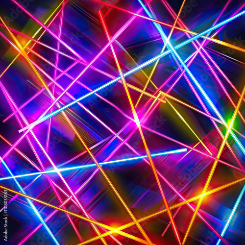 Glowing saber arcs and lines converging into an abstract, energetic form