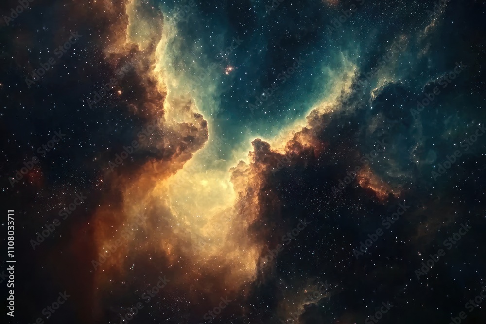 Fototapeta premium Cosmic Nebula Clouds and Distant Stars Shine Brightly