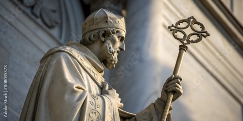 St. Patrick statue – close-up of hand with crozier photo