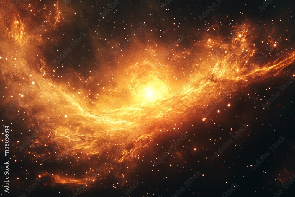 Obraz premium Fiery Nebula Swirling Cosmic Dust and Stars
