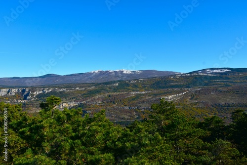 Peak of Slavnik mountain and Kraški Rob bellow in Čičarija, Istria, Primorska, Slovenia