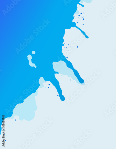 Ink mixed blue colors water splash on wall background